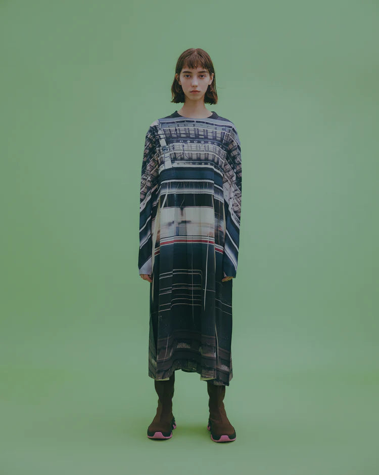 NON TOKYO DIRECT PRINT RIB ONE-PIECE (BLACK)