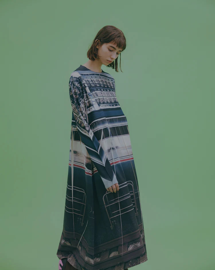 NON TOKYO DIRECT PRINT RIB ONE-PIECE (BLACK)