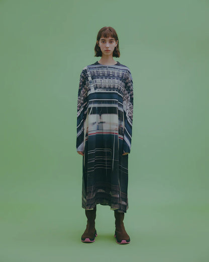 NON TOKYO DIRECT PRINT RIB ONE-PIECE (BLACK)